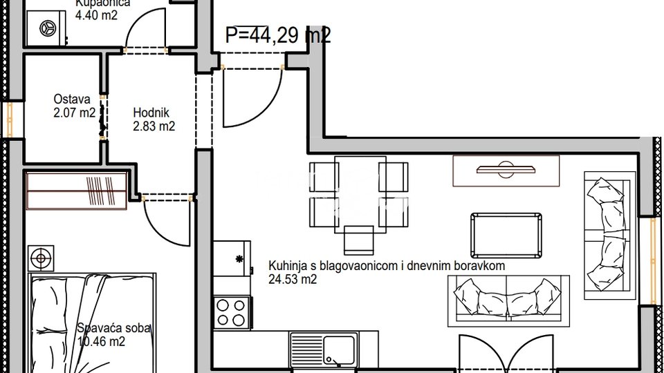 Istrien, Pula, Zentrum, Wohnung 44,29m2m2, Neubau #zu verkaufen