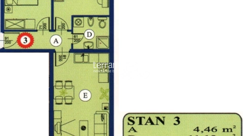 Istria, Rovinj, Kanfanar, two bedroom apartment 66m2 ground floor for sale