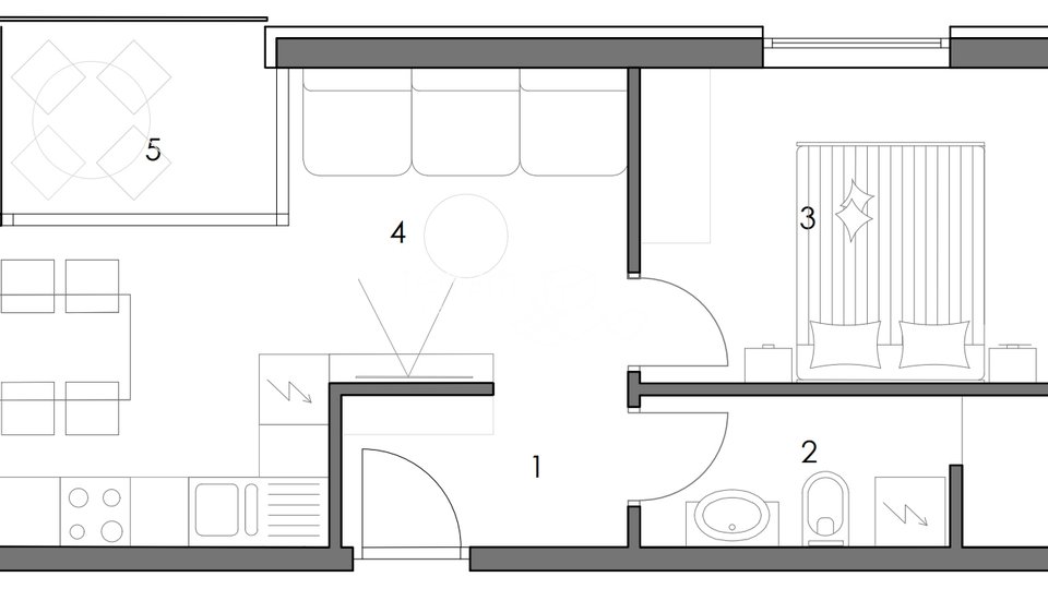 Istrien, Medulin, Wohnung 39,40m2, I. Etage, 1 Schlafzimmer + Wohnzimmer #zu verkaufen