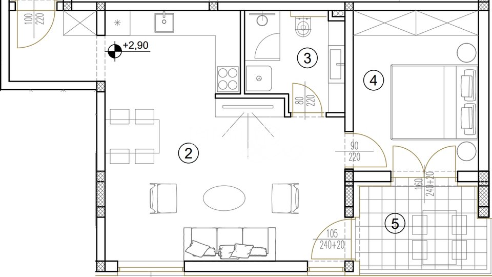 Istrien, Medulin, Wohnung im zweiten Stock, 56,49 m2, 1 Schlafzimmer + Wohnzimmer, Meerblick !! NEU!! #Verkauf