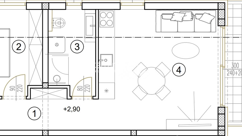 Istrien, Medulin, Wohnung im zweiten Stock, 48,31 m2, 1 Schlafzimmer + Wohnzimmer, Meerblick !! NEU!! #Verkauf