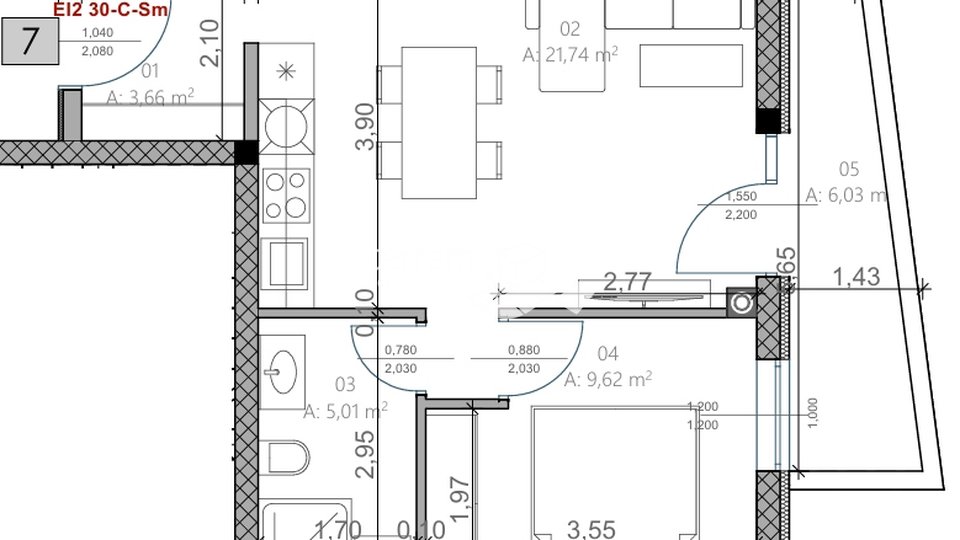 Istrien, Pula, Monvidal, Wohnung 52,04m2, 1SS+DB, NEU #Verkauf