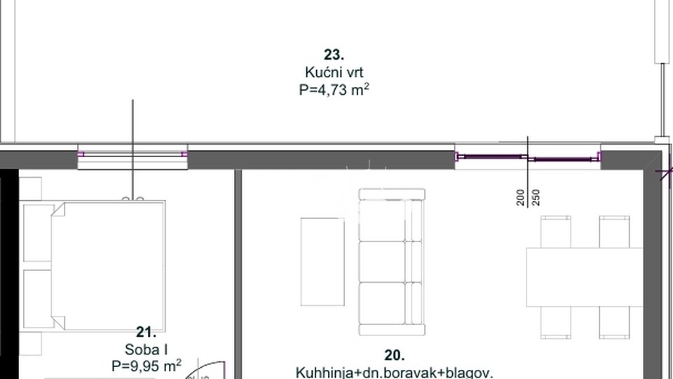 Istra, Medulin, prizemlje 58,84m2, 2SS+DB, vrt 47m2, 400 metara od mora  #prodaja