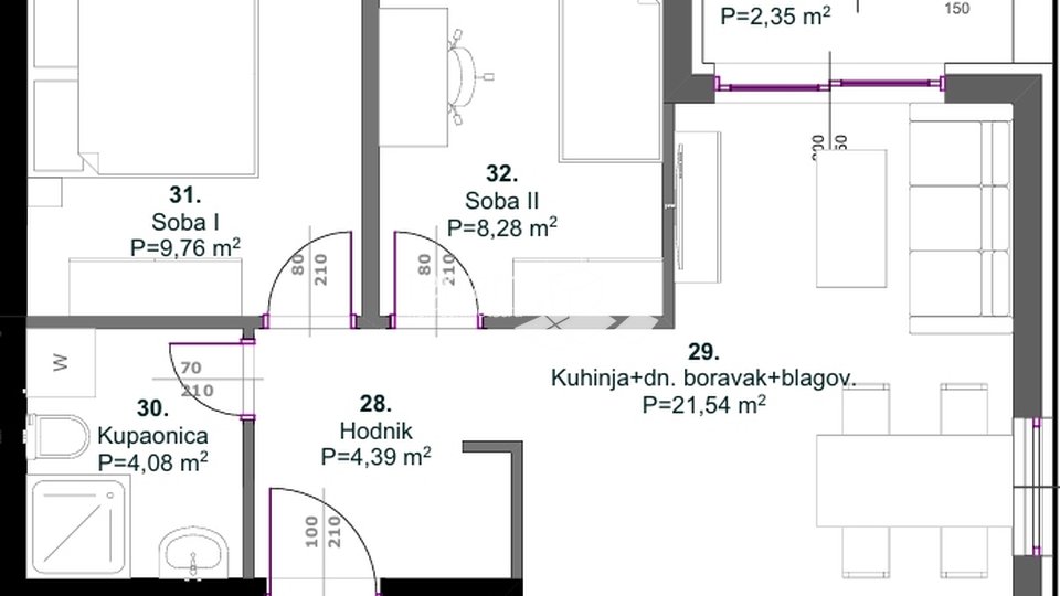 Istrien, Medulin, erster Stock 53,16 m2, 2SS+DB, 400 Meter vom Meer entfernt, NEUER #Verkauf