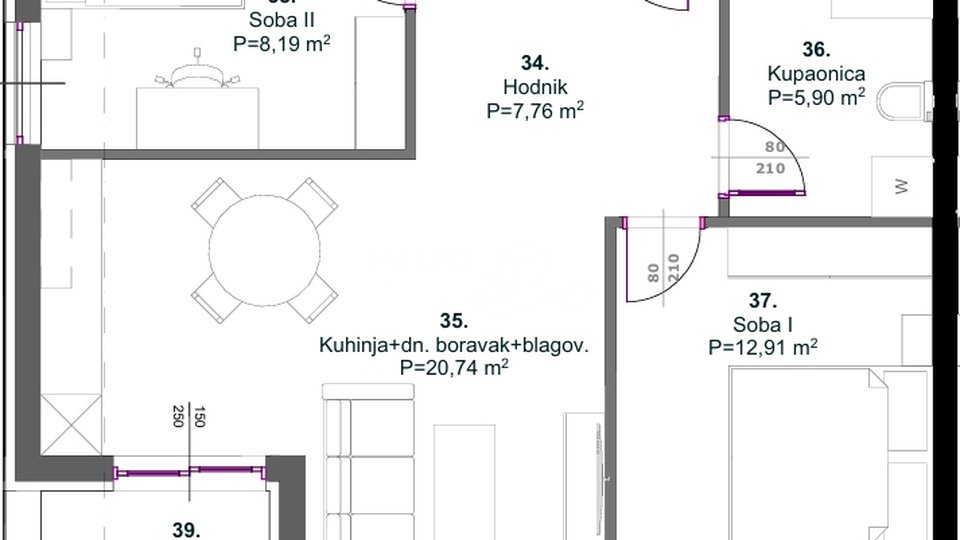 Istrien, Medulin, erster Stock 60,64 m2, 2SS+DB, 400 Meter vom Meer entfernt, NEUER #Verkauf