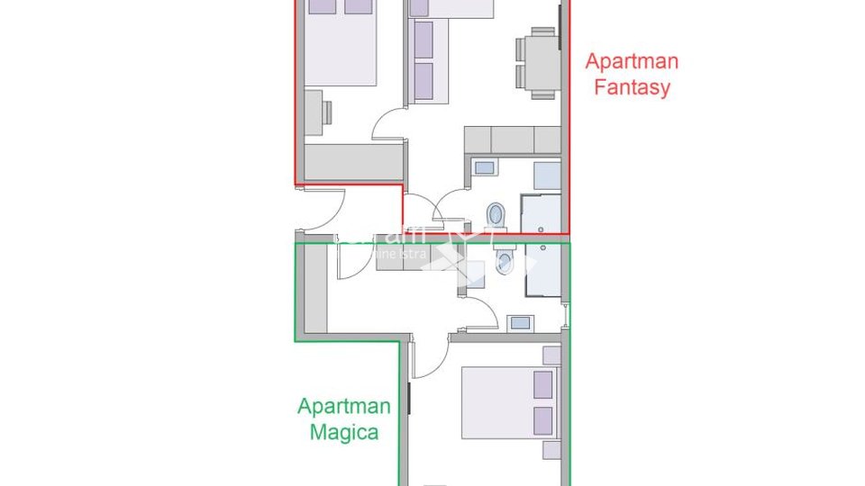 Istrien, Pula, Veruda, Wohnung 61m2, 2 Schlafzimmer + Wohnzimmer, VI. Etage, möbliert, Aufzug! #Verkauf