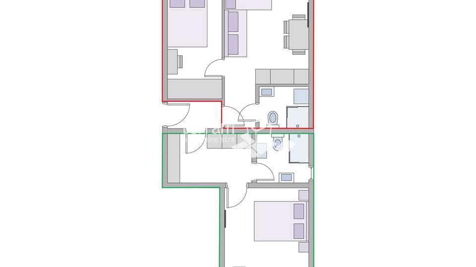 Istrien, Pula, Veruda, zwei Wohnungen 60,57 m2, 2 Schlafzimmer + Wohnzimmer, ausgezeichnete Lage # Verkauf