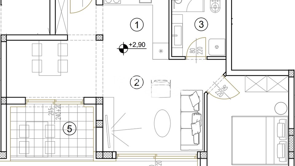 Istrien, Medulin, Wohnung im ersten Stock 59,16 m2, 1 Schlafzimmer + Wohnzimmer, nahe dem Meer, Garage, NEU!! #Verkauf