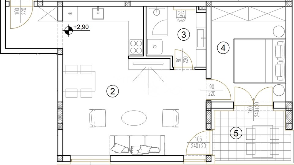 Istrien, Medulin, Wohnung im ersten Stock 54,42 m2, 1 Schlafzimmer + Wohnzimmer, nahe dem Meer!! NEU!! #Verkauf