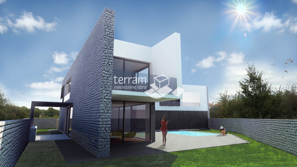 Istria, Medulin building land 670m2 started construction Villa with pool