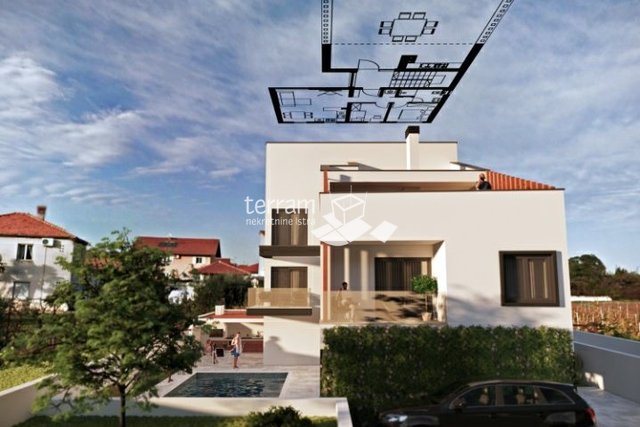 Istra,Pula kuća 385m2, sa 4 stana i bazenom, novo! ROH BAU