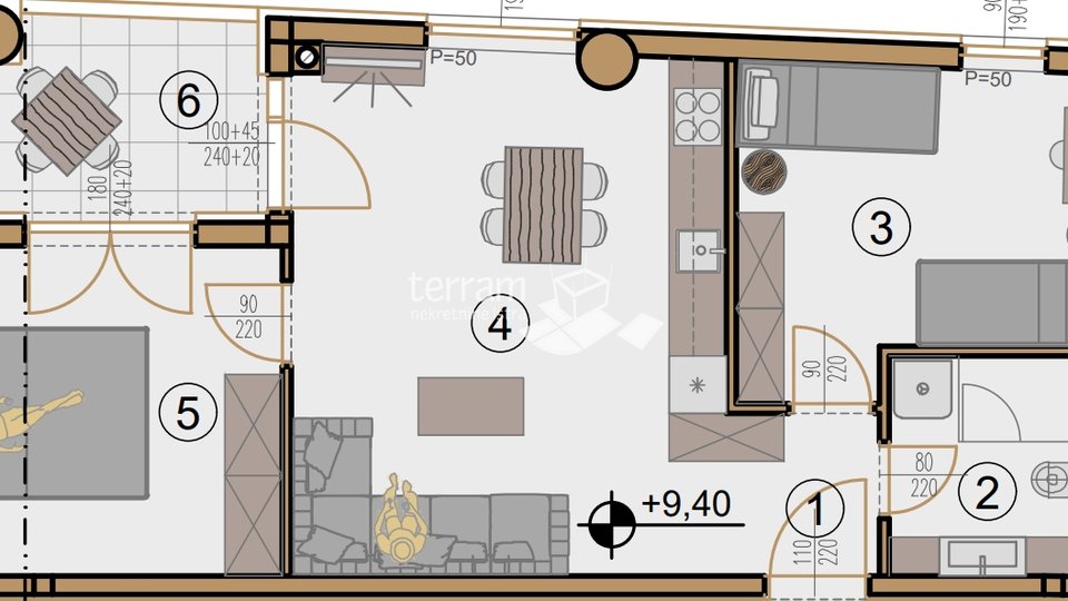 Istrien, Pula, Zentrum Wohnung Neubau dritter Stock 61,89m2 zwei Schlafzimmer