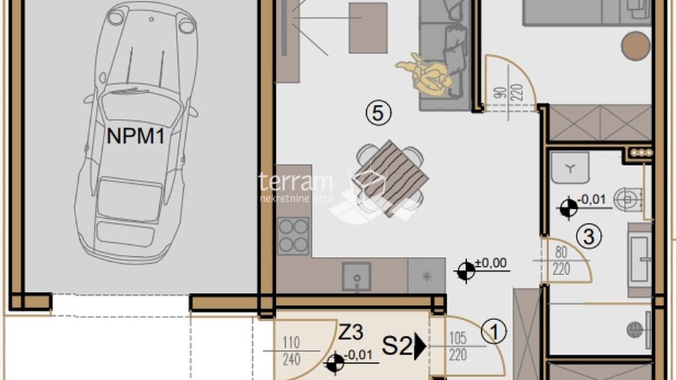Istria, Medulin, apartment 63.13 m2, 2 bedrooms, high ground floor, parking, NEW !!