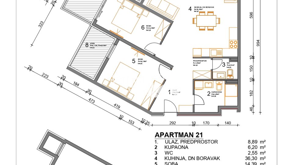 Istria, Medulin, Premantura, I. floor, 99.85 m2, 2 bedrooms, garage, 200 m from the sea, NEW !!