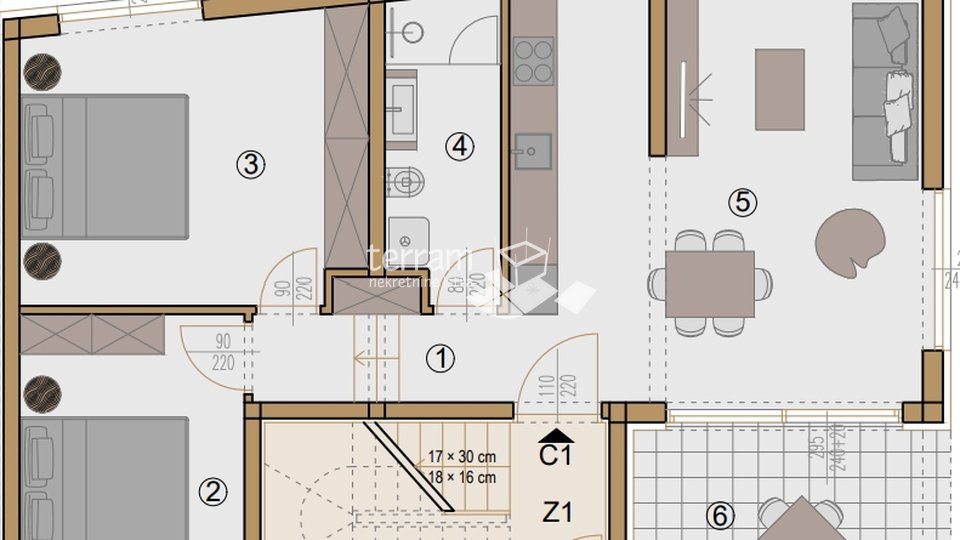 Istrien, Medulin, Wohnung 81,21 m2 im Erdgeschoss mit Garten 94 m2 NEUBAU