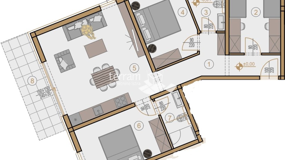Istria, Ližnjan, ground floor apartment 96.05m2, three bedrooms, NEW!!, for sale