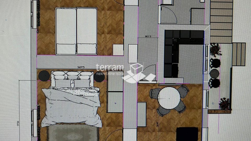 Istra, Pula, Kaštanjer, stan prizemlje 51,12m2, dvije spavaće sobe, kompletno renoviran, prodaja