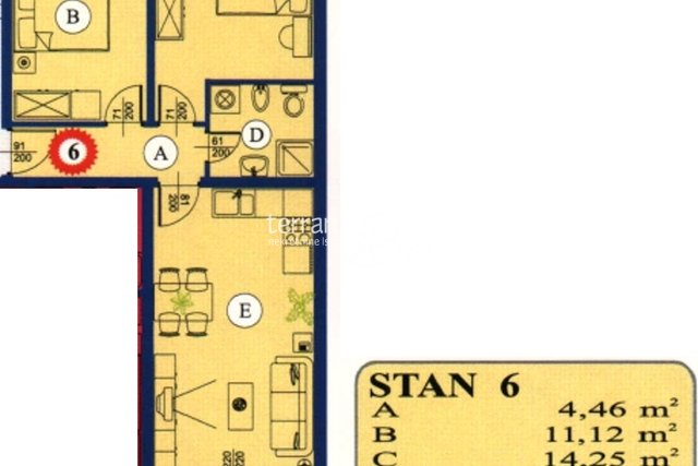 Istrien, Rovinj, Kanfanar, Zweizimmerwohnung im ersten Stock 66,34m2 zu verkaufen