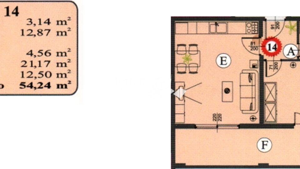 Istra, Rovinj, Kanfanar, jednosoban stan na prvom katu 57,31m2  prodaja