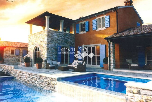 Istra, Tinjan, građevinsko zemljište 1095m2 s građevinskom dozvolom za kuću s bazenom prodaja