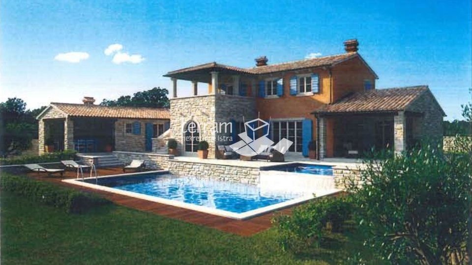 Istria, Tinjan, building plot 1095m2 with building permit for a house with a swimming pool for sale