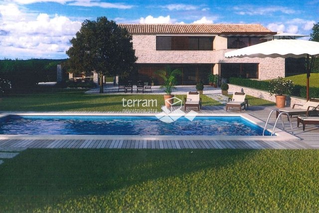 Istra, Tinjan, građevinsko zemljište 573m2 s građevinskom dozvolom za kuću s bazenom prodaja