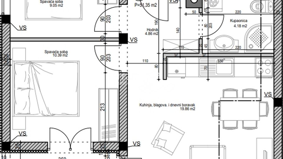 Istria, Pula, apartment on the second floor 54.47m2, NEW!!, for sale