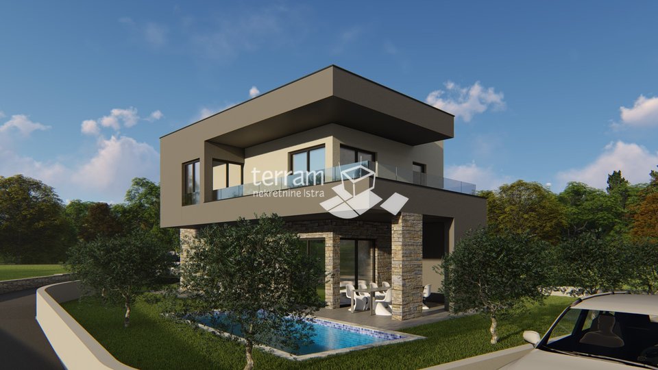 Istra, Marčana, kuća 141,2m2 s bazenom, pogled more, NOVO!!, prodaja