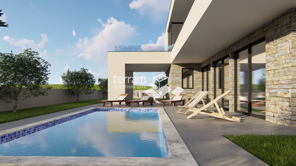 Istra, Marčana, kuća 174,85m2 s bazenom, pogled more, NOVO!!, prodaja