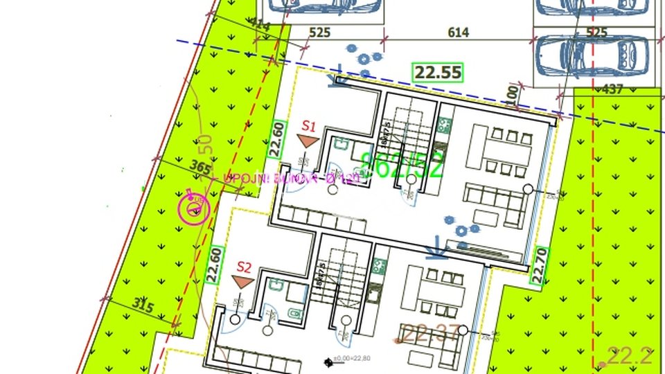 Istria, Medulin, building plot 700m2 with valid building permit for three apartments for sale