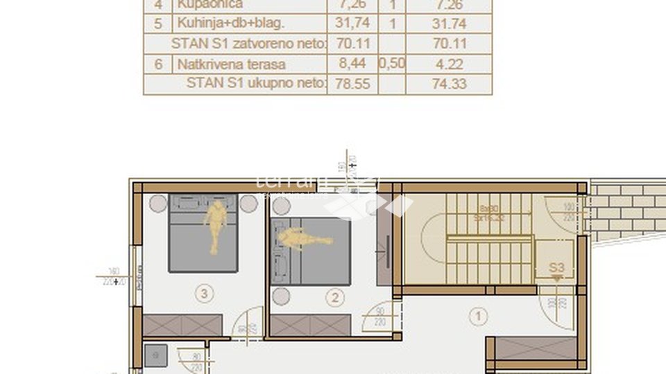 Istria, Ližnjan, apartment 80.5m2, 1st floor, 2 bedrooms, parking, NEW!!! #sale
